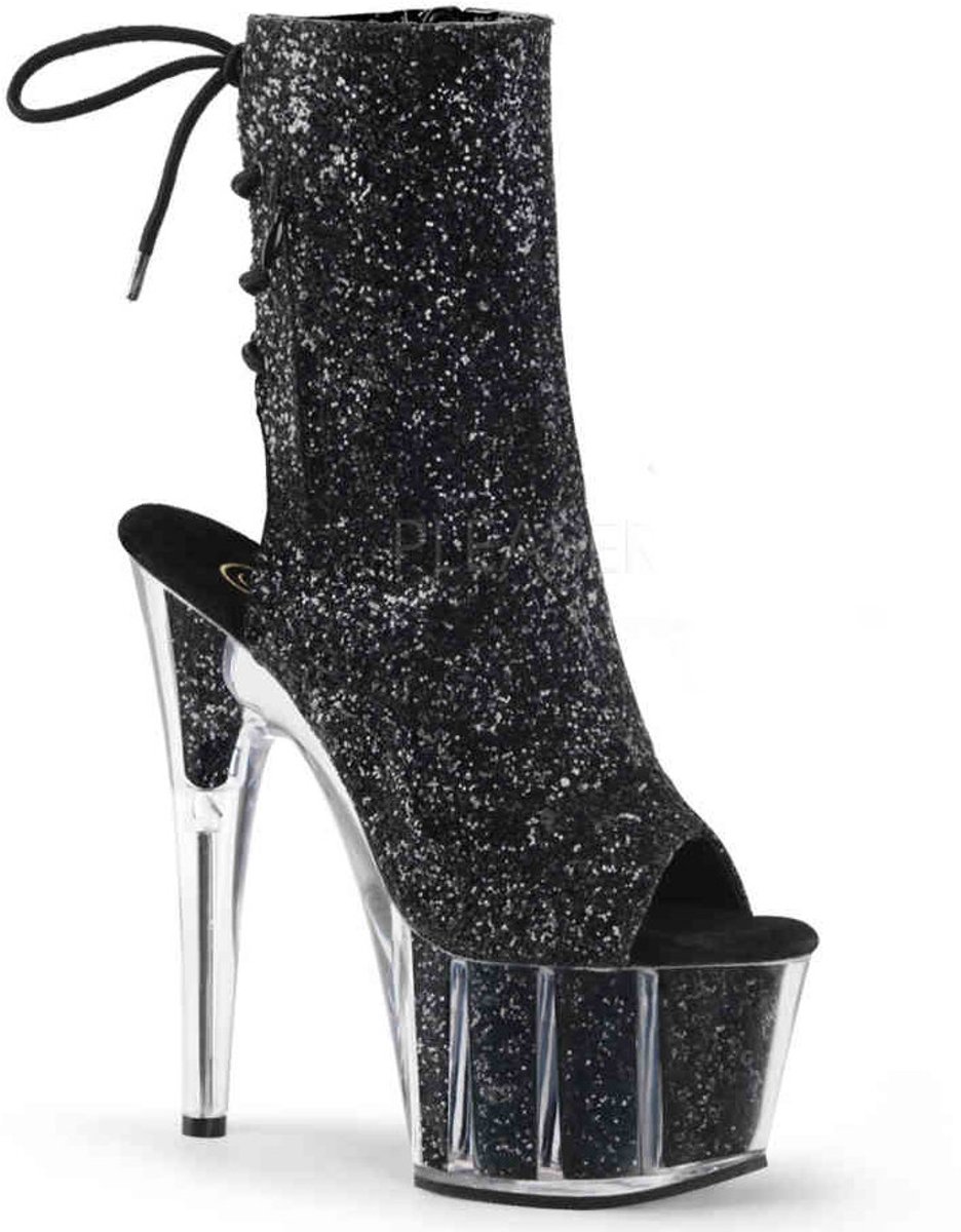 EU 37 = US 7 | ADORE-1018G | 7 Heel, 2 3/4 PF Glitter Ankle Boot, Side Zip